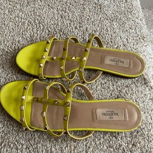 Valentino Rockstud Caged Flat Slide Sandals